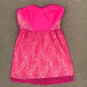 Pink Lace Strapless Dress-size large